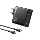 Mcdodo Ch 2913 140w Gan5 Pro Fast Charger With Two Usb C Ports And One Usb A Port + 1.2 M 240w Usb C To Usb C Cable, Compatible With Macbooks, Iphones, Samsung Galaxy, Huawei, Xiaomi, Dell, Lenovo, And More – Black